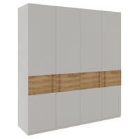 OMARA S KLASIČNIMI VRATI, masivno hrast barve hrasta, svetlo siva  - barve hrasta/svetlo siva, Moderno, leseni material/les (201,2/225/60cm) - Dieter Knoll