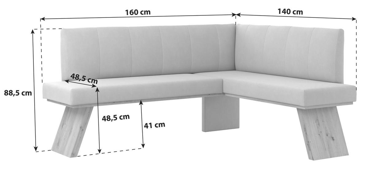 ECKBANK 140/160 cm Webstoff Anthrazit   - Eichefarben/Anthrazit, KONVENTIONELL, Textil (140/160cm)