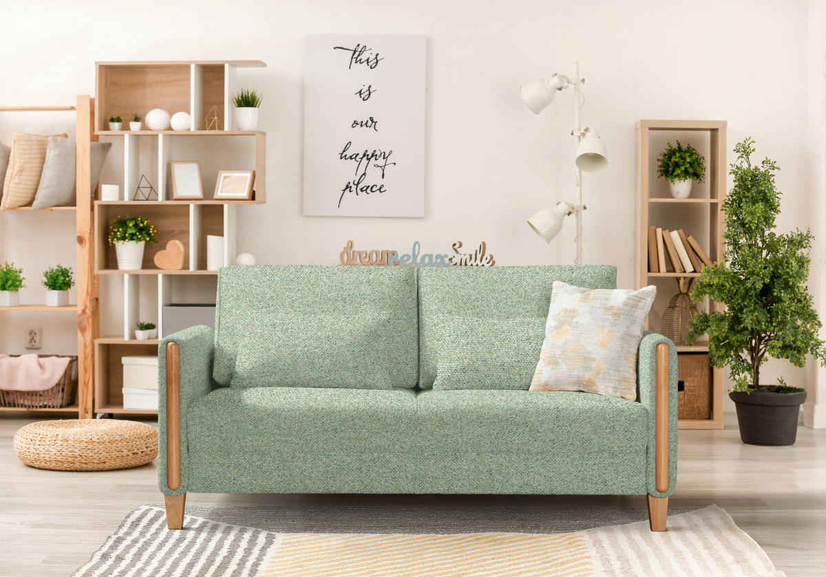 SCHLAFSOFA Webstoff Buchefarben, Hellgrün  - Buchefarben/Hellgrün, Design, Holz/Textil (174/88/104cm) - Niels Andersson