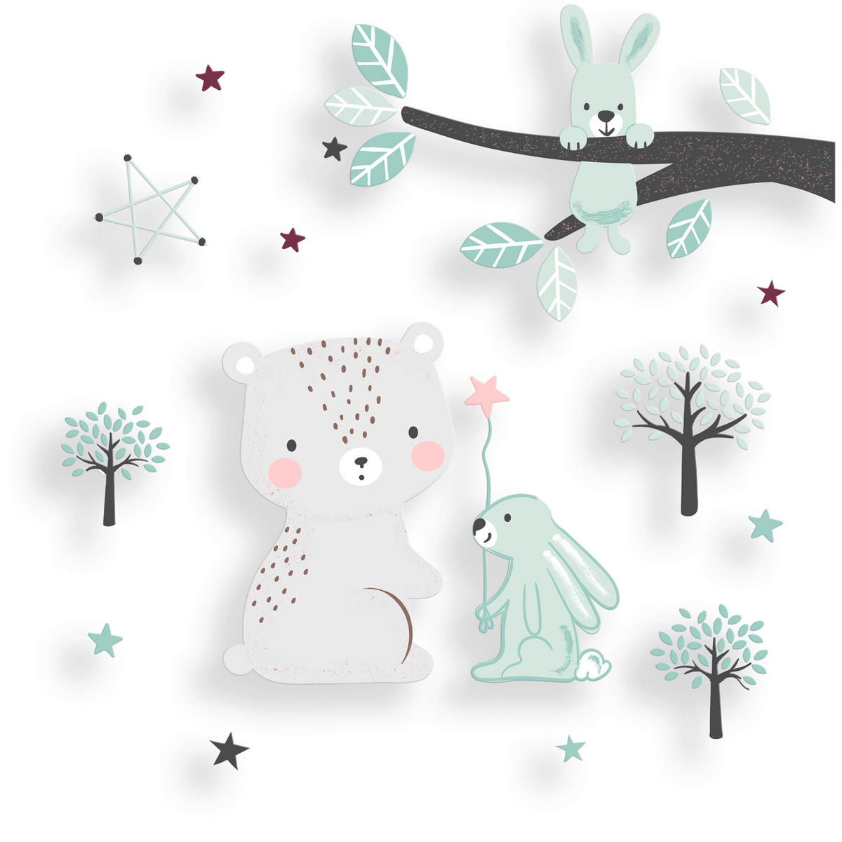 DEKORATIVNI STIKER          - mintzelena/svetlosiva, Osnovno, plastika - My Baby Lou
