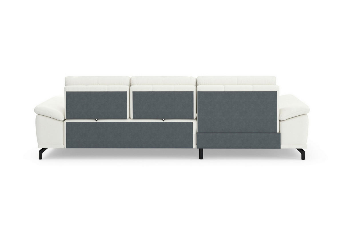 ECKSOFA  Mikrofaser Kombination Echtleder/Stoff Weiss  - Weiss/Schwarz, Basics, Leder/Textil (176/301cm) - Sit & More