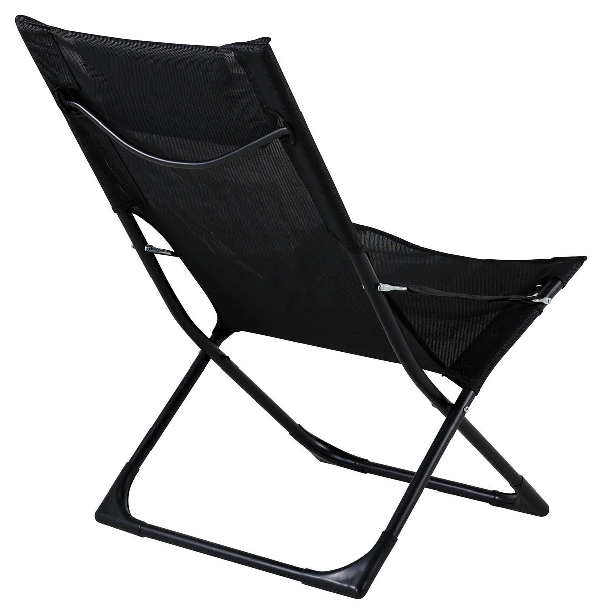 STRANDSTUHL Stahl Schwarz  - Schwarz, KONVENTIONELL, Textil/Metall (63/89/84cm) - Gardenson