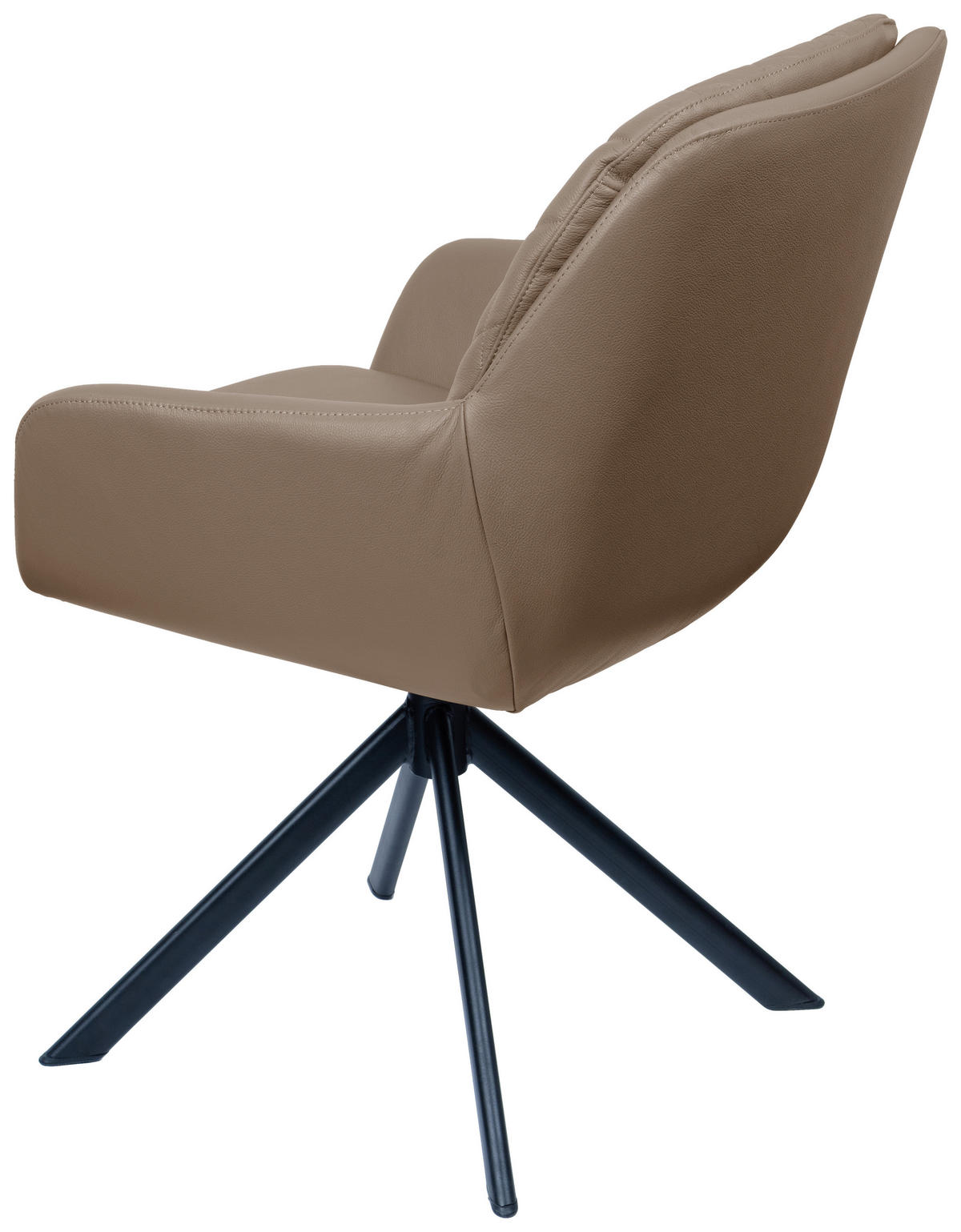 ARMLEHNSTUHL  in Echtleder naturbelassen  - Taupe/Schwarz, Design, Leder/Metall (59,5/88,5/67cm) - Moderano