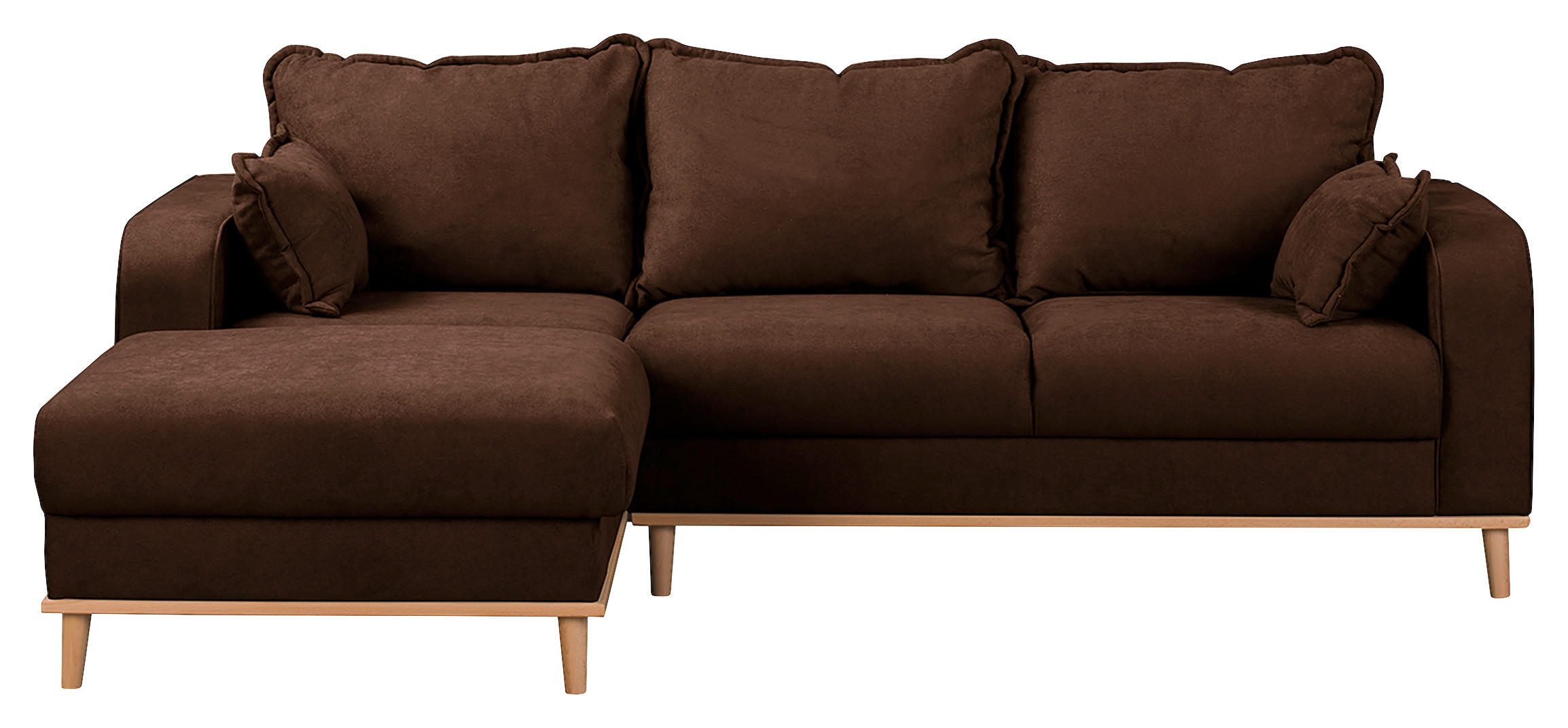 ECKSOFA in Mikrofaser Braun  - Wengefarben/Braun, Design, Holz/Textil (150/230cm) - Livetastic