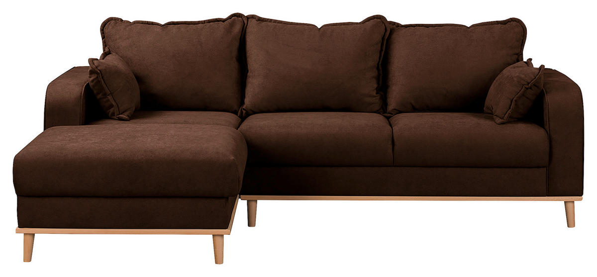 ECKSOFA in Mikrofaser Braun  - Wengefarben/Braun, Design, Holz/Textil (150/230cm) - Livetastic
