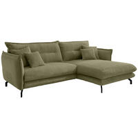 ECKSOFA Olivgrün Cord  - Schwarz/Olivgrün, MODERN, Textil/Metall (255/180cm) - Livetastic