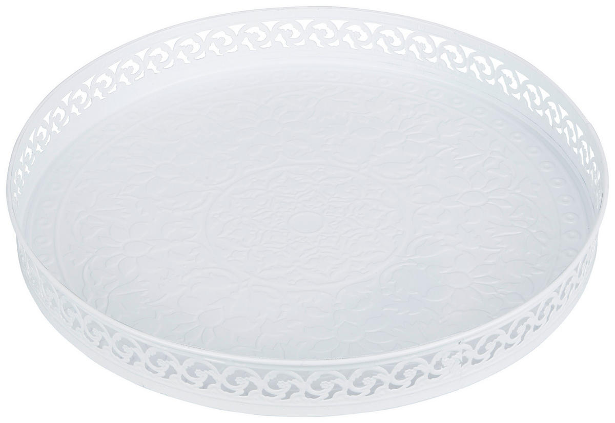 DEKOR TÁLCA 39/4 cm   - fehér, Lifestyle, fém (39/4cm) - Ambia Home