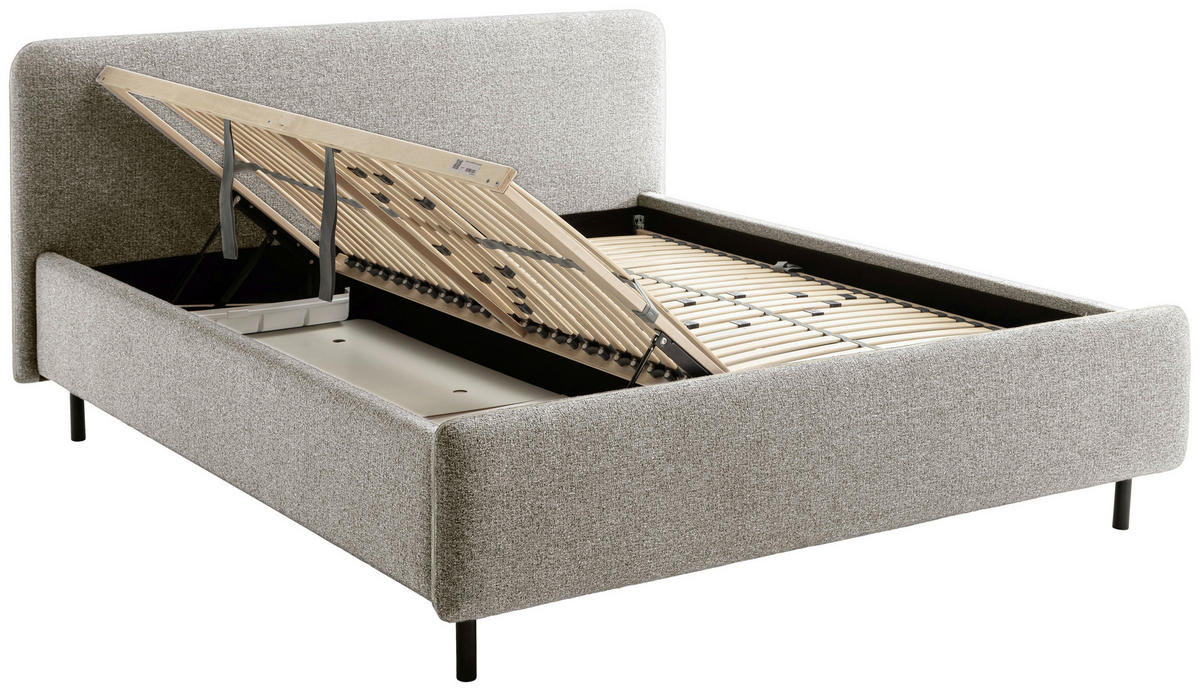 POLSTERBETT 160/200 cm  in Beige  - Birkefarben/Beige, Design, Holz/Textil (160/200cm) - Xora