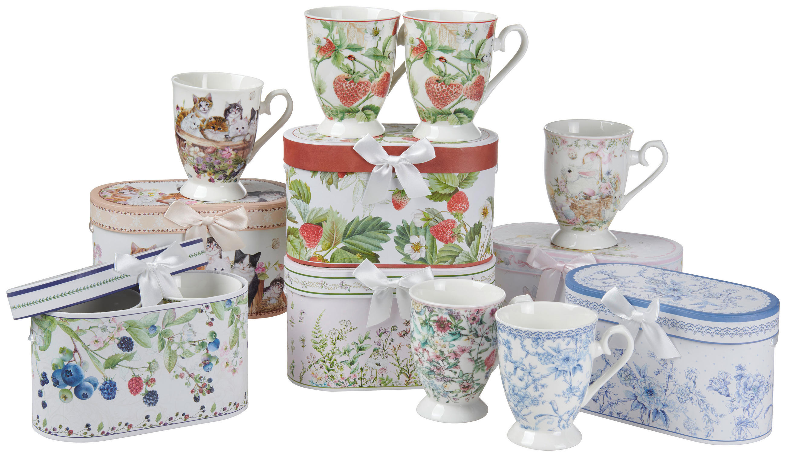 ŠÁLKA NA KÁVU nový kostný porcelán (new bone china)  - hnedá/modrá, Trend, kartón/papier (320ml)