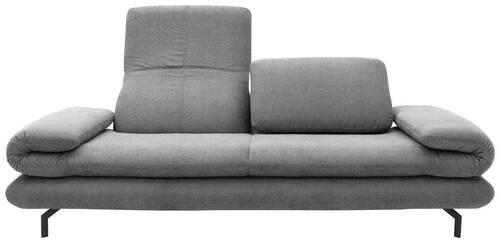 ZWEISITZER-SOFA mit Funktionen Webstoff Grau  - Schwarz/Grau, Design, Textil/Metall (204 (264)/83 (110)/98cm) - LOOKS by W.Joop