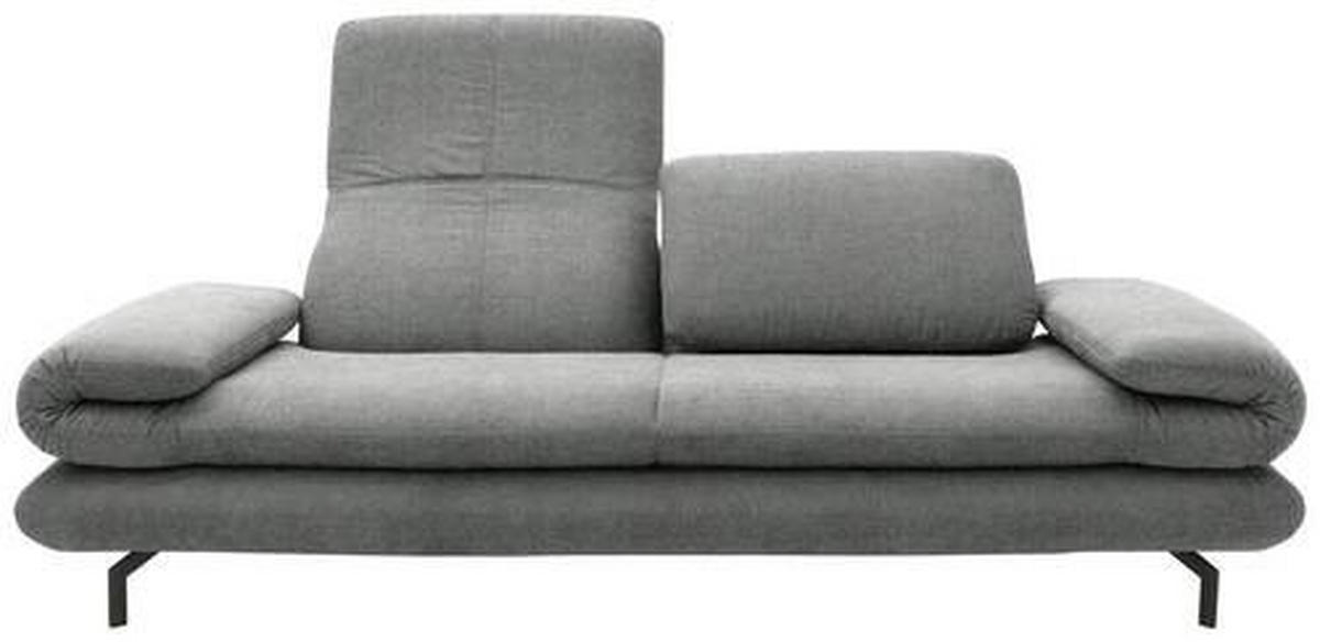 ZWEISITZER-SOFA mit Funktionen Webstoff Grau  - Schwarz/Grau, Design, Textil/Metall (204 (264)/83 (110)/98cm) - LOOKS by W.Joop