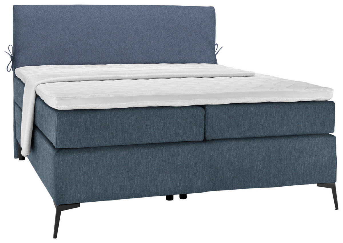 POSTELJA BOXSPRING 120 cm   x 200 cm  , tekstil modra, temno modra  - modra/črna, Design, kovina/tekstil (120/200cm) - Hom`in