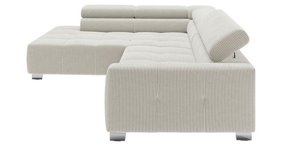 ECKSOFA in Cord Weiß  - Chromfarben/Weiß, KONVENTIONELL, Textil/Metall (219/311cm) - Hom`in