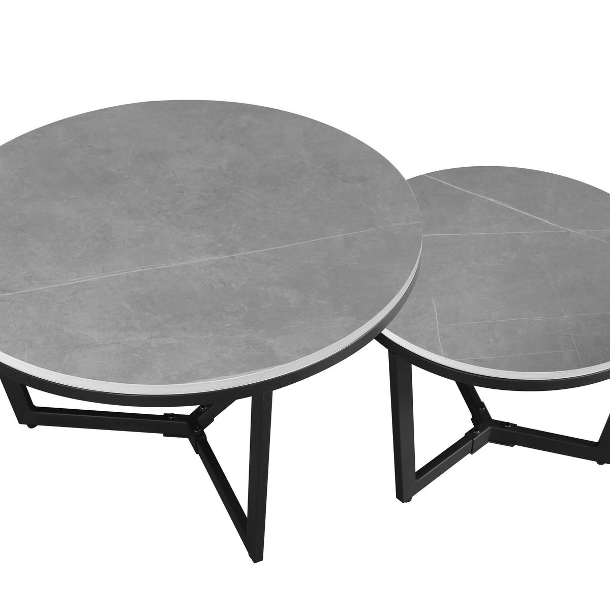COUCHTISCH 68,5/68,5/43 cm rund Dunkelgrau  - Dunkelgrau/Schwarz, KONVENTIONELL, Stein/Metall (68,5/68,5/43cm) - MID.YOU