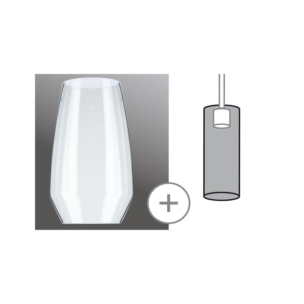 SCHIENENSYSTEM-LEUCHTENSCHIRM URail   - Klar, Design, Glas (28cm) - Paulmann