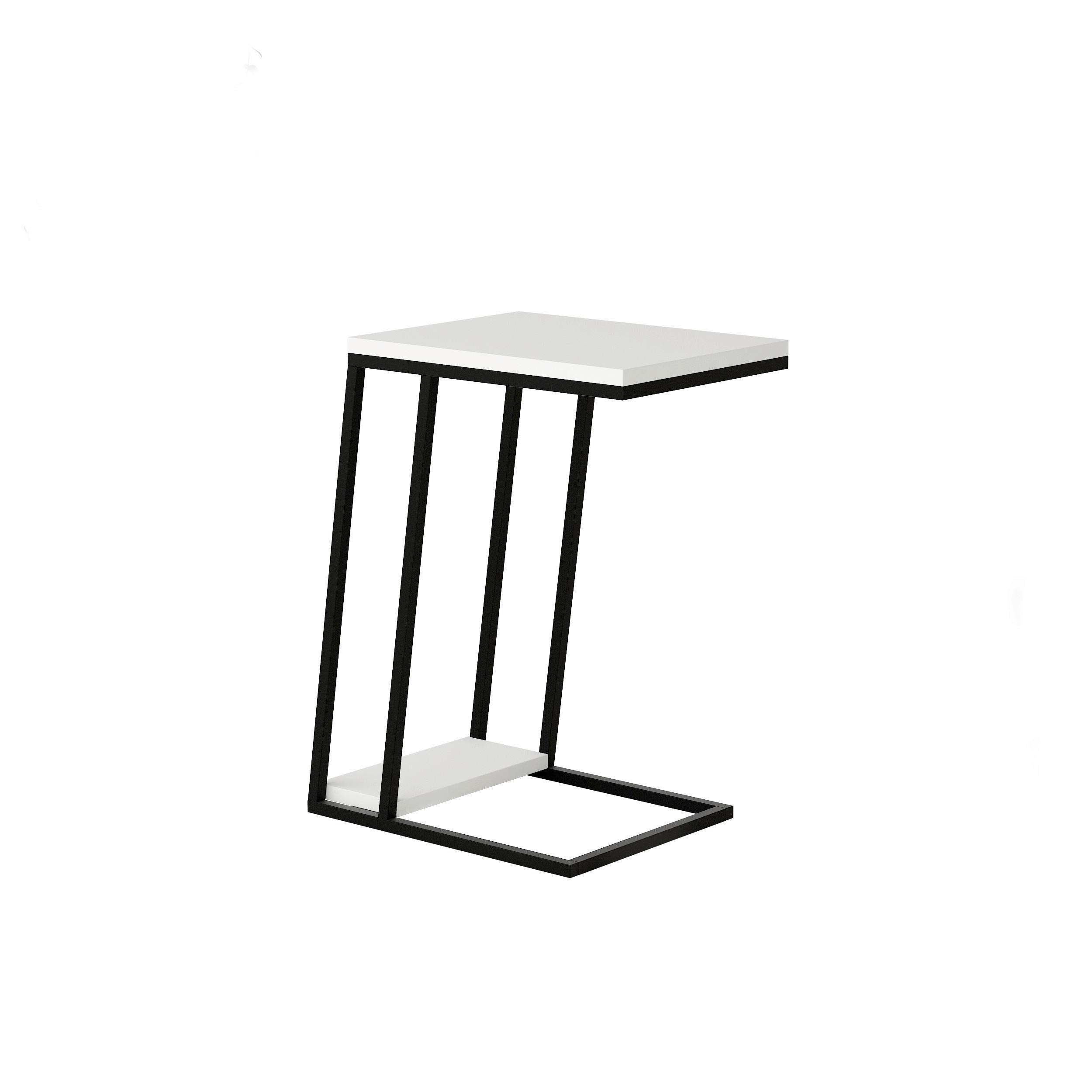 BEISTELLTISCH 30/40/57 cm Weiß rechteckig  - Schwarz/Weiß, Design, Holzwerkstoff/Metall (30/40/57cm) - Livetastic