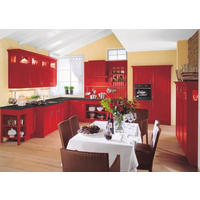 KUHINJA PO MERI - rdeča, Trendi, leseni material - Moderano