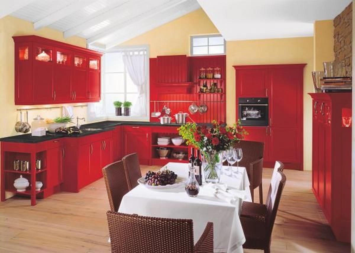 KUHINJA PO MERI - rdeča, Trendi, les - Moderano