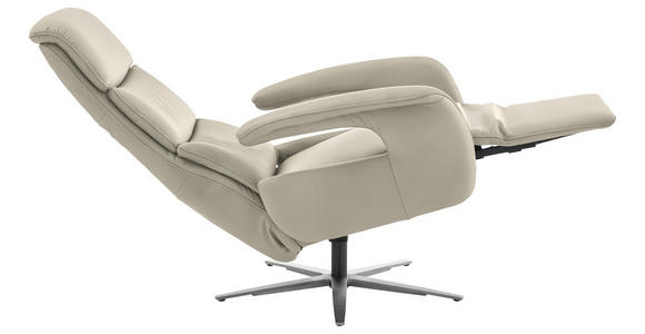 RELAXSESSEL in Leder Ecru  - Ecru/Edelstahlfarben, Design, Leder/Metall (76/119/86cm) - Dieter Knoll
