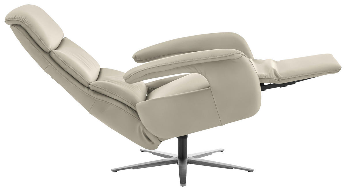 RELAXSESSEL in Leder Ecru  - Ecru/Edelstahlfarben, Design, Leder/Metall (76/119/86cm) - Dieter Knoll