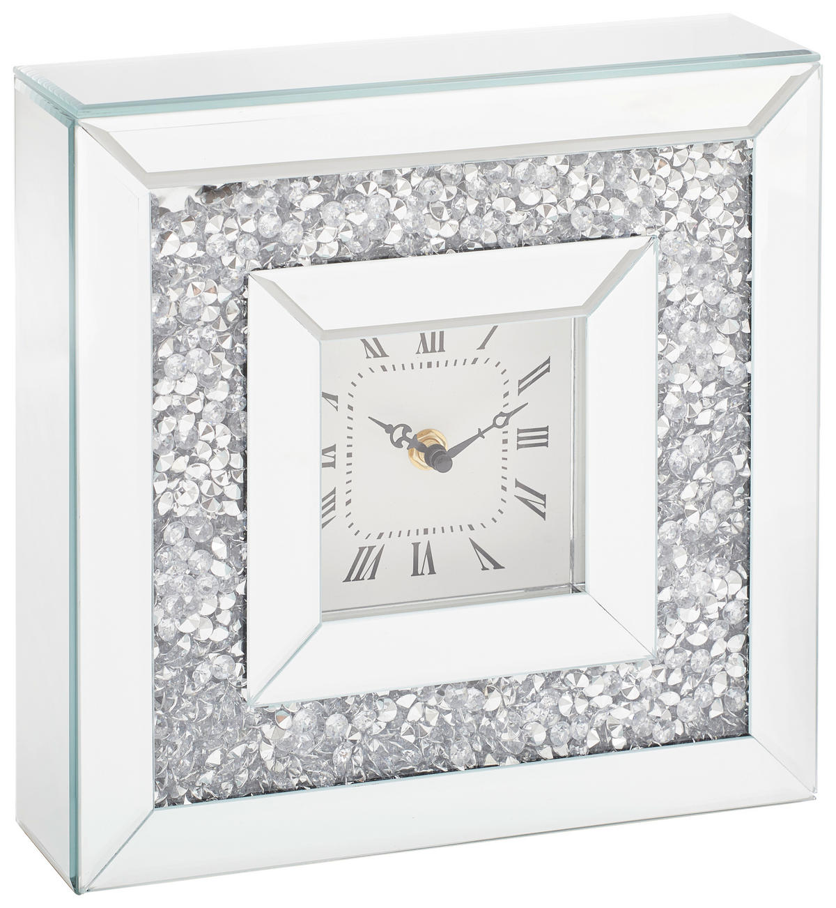 TISCHUHR Silberfarben 25,5/25,5/6,5 cm  - Silberfarben, Basics, Glas/Holzwerkstoff (25,5/25,5/6,5cm) - Ambia Home