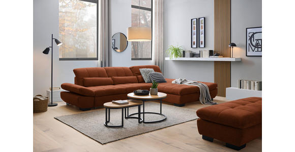ECKSOFA  in Flachgewebe Rostfarben  341/204 cm  - Rostfarben/Schwarz, Design, Textil/Metall (341/204cm) - Xora