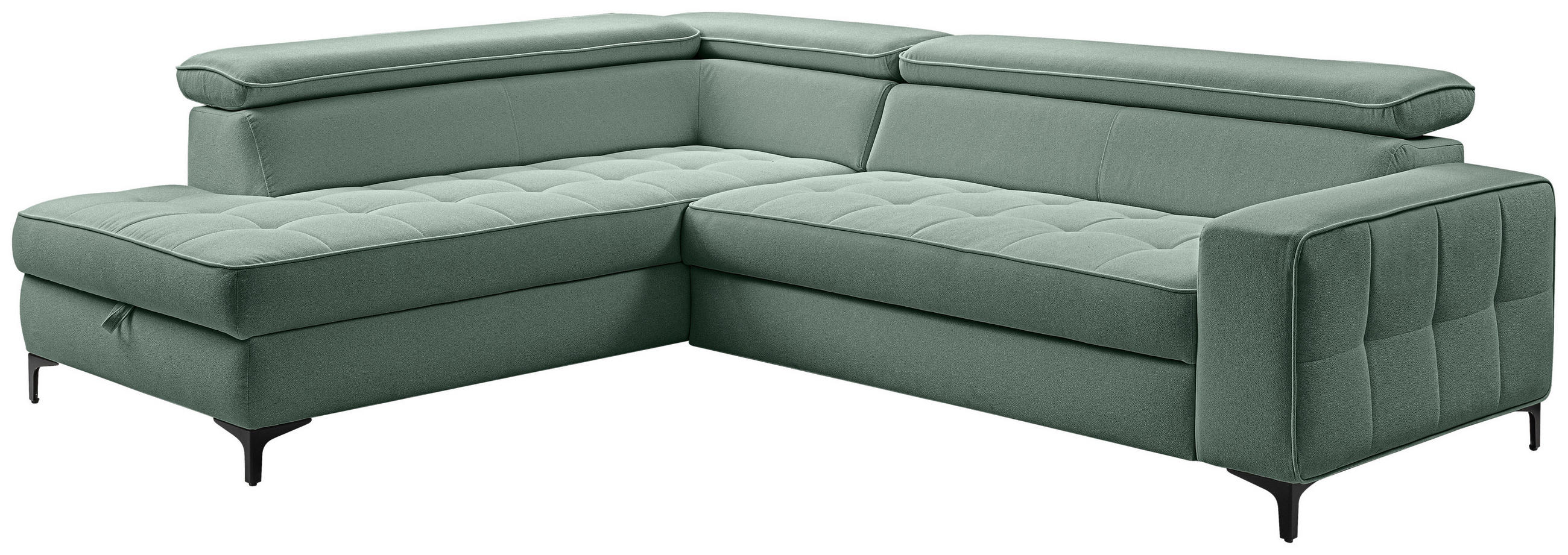ECKSOFA  in Struktur Mintgrün  203/251 cm  - Schwarz/Mintgrün, Design, Textil/Metall (203/251cm) - MID.YOU