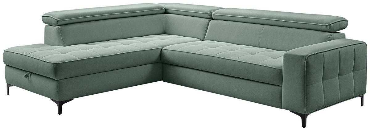 ECKSOFA  in Struktur Mintgrün  203/251 cm  - Schwarz/Mintgrün, Design, Textil/Metall (203/251cm) - MID.YOU