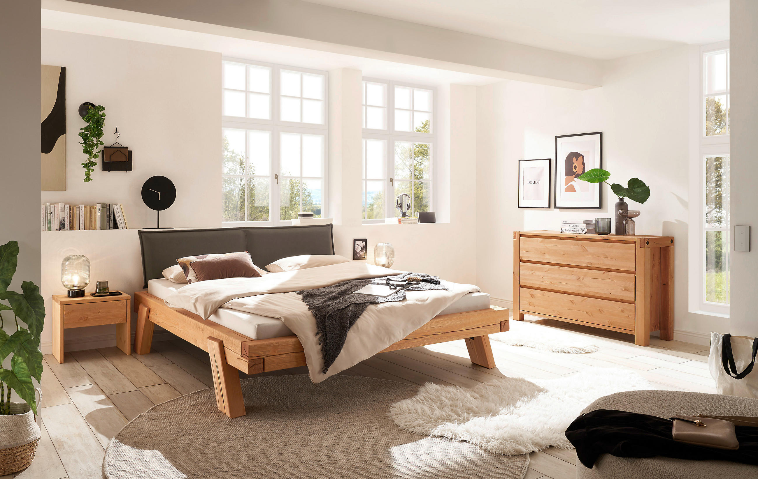 BALKENBETT 180/200 cm,  in Honigeiche,  - Honigeiche/Dunkelgrau, MODERN, Holz (180/200cm) - Livetastic