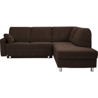 ECKSOFA 227/208 cm  in Chenille Dunkelbraun Zierkissen, Armlehnenkissen  227/208 cm  - Dunkelbraun/Alufarben, KONVENTIONELL, Textil/Metall (227/208cm) - Sedda
