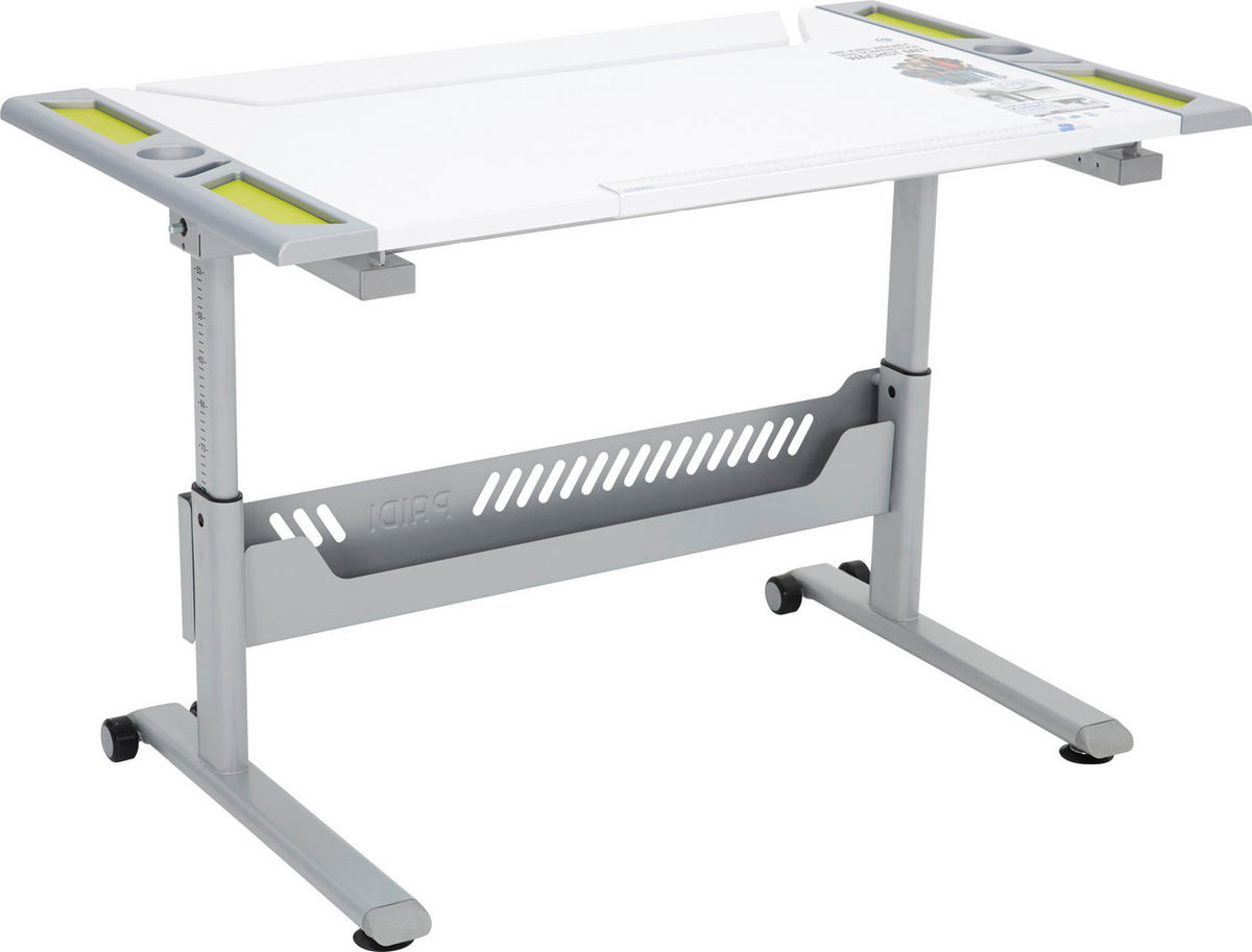 JUGENDSCHREIBTISCH 120,4/70,4/53-79 cm  in Weiss, Limette  - Weiss/Limette, Basics, Holzwerkstoff/Kunststoff (120,4/70,4/53-79cm) - Paidi