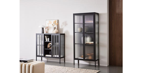 VITRINE in Schwarz - Schwarz, Trend, Glas/Metall (80/180/35cm) - Xora