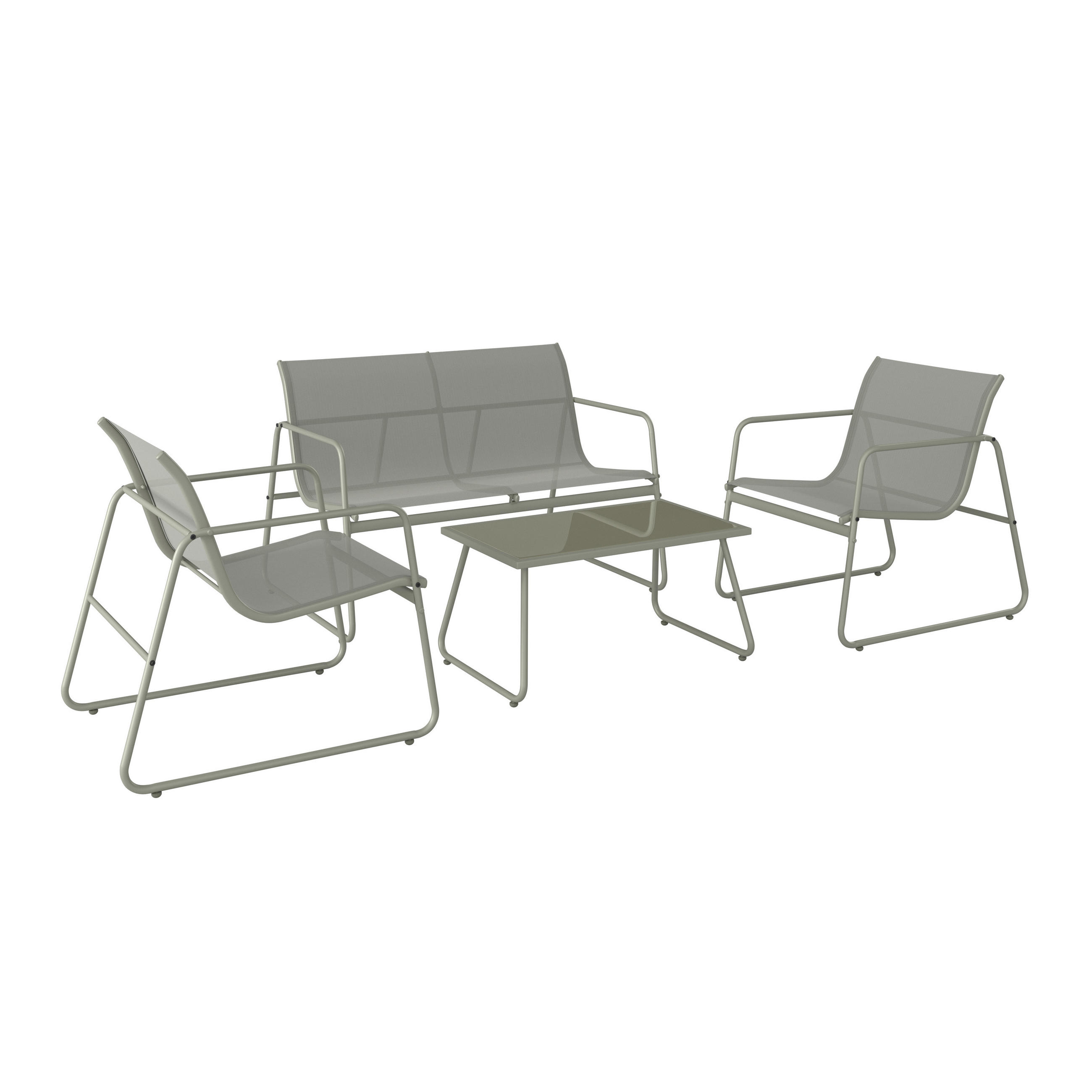 KERTI BÚTORSZETT 4 részes  - sötétszürke, Modern, Üveg/textil (113/73/74cm) - Xora