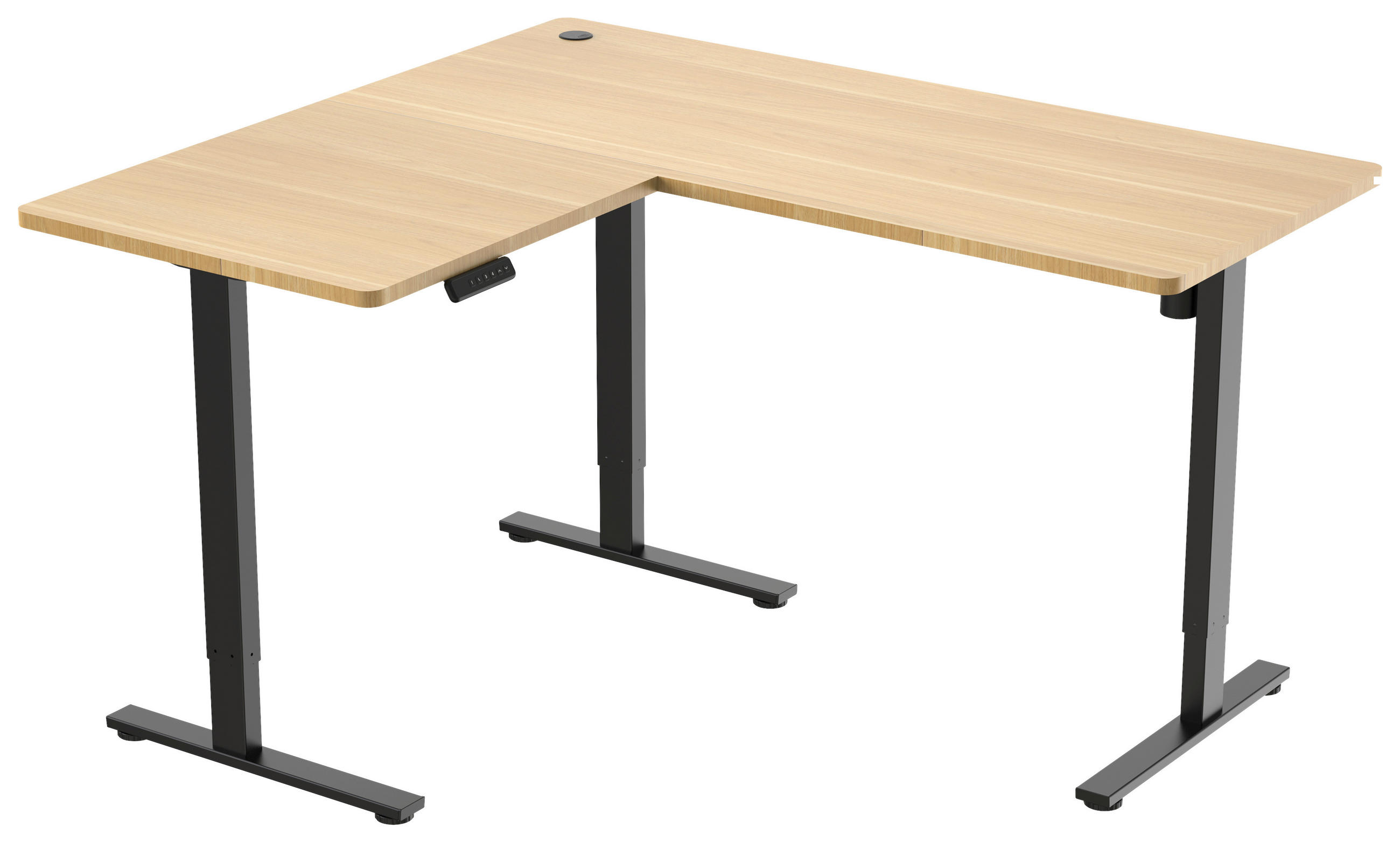 ECKSCHREIBTISCH  Schwarz, Eichefarben höhenverstellbar  - Eichefarben/Schwarz, Modern, Holzwerkstoff/Metall (160/74,5/119/140cm) - MID.YOU