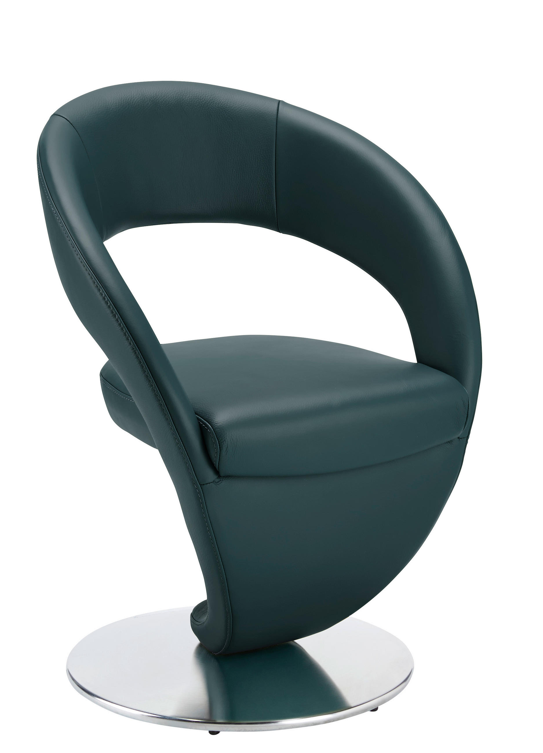 STUHL Echtleder Türkis, Edelstahlfarben  - Türkis/Edelstahlfarben, Design, Leder/Metall (62/86/61cm) - Moderano