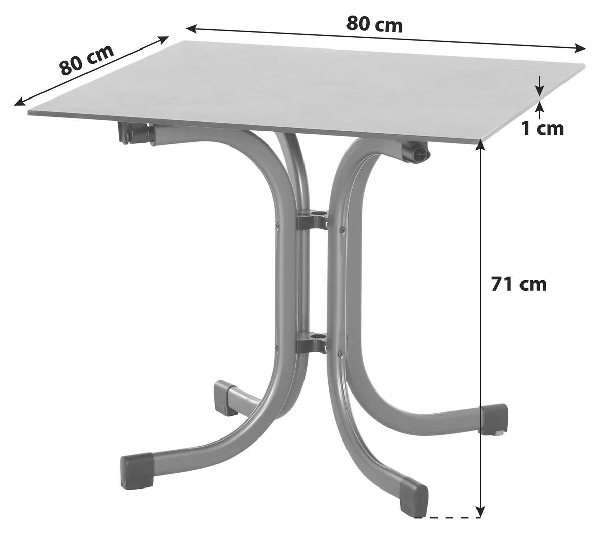 GARTENKLAPPTISCH 80/80/71 cm  - Anthrazit/Silberfarben, KONVENTIONELL, Holz/Kunststoff (80/80/71cm) - Siena Garden