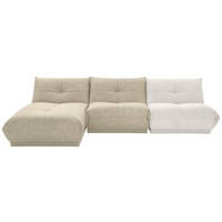 ECKSOFA in Cord, Lederlook Creme, Weiss  - Weiss/Creme, Trend, Textil (185/315cm) - Livetastic