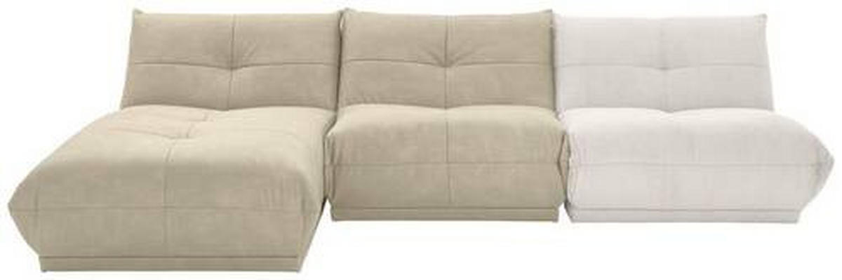 ECKSOFA in Cord, Lederlook Creme, Weiss  - Weiss/Creme, Trend, Textil (185/315cm) - Livetastic