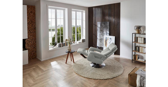 RELAXSESSEL in Leder Silberfarben - Edelstahlfarben/Silberfarben, Design, Leder/Metall (78/112/85cm) - Cantus