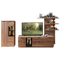 WOHNWAND 324/180/50 cm 3-teilig  in Schwarz, Wildeiche  324/180/50 cm    - Wildeiche/Schwarz, Natur, Glas/Holz (324/180/50cm) - Livetastic