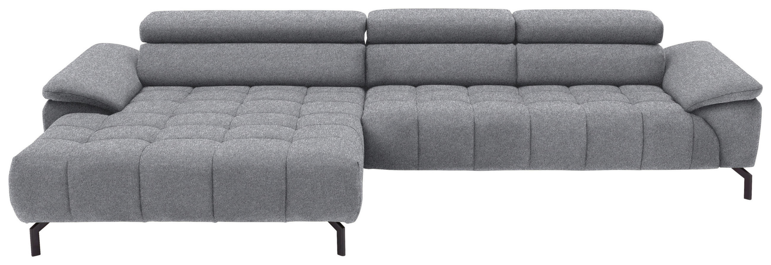 ECKSOFA in Webstoff Grau  - Schwarz/Grau, Design, Textil/Metall (190/329cm) - Beldomo Style