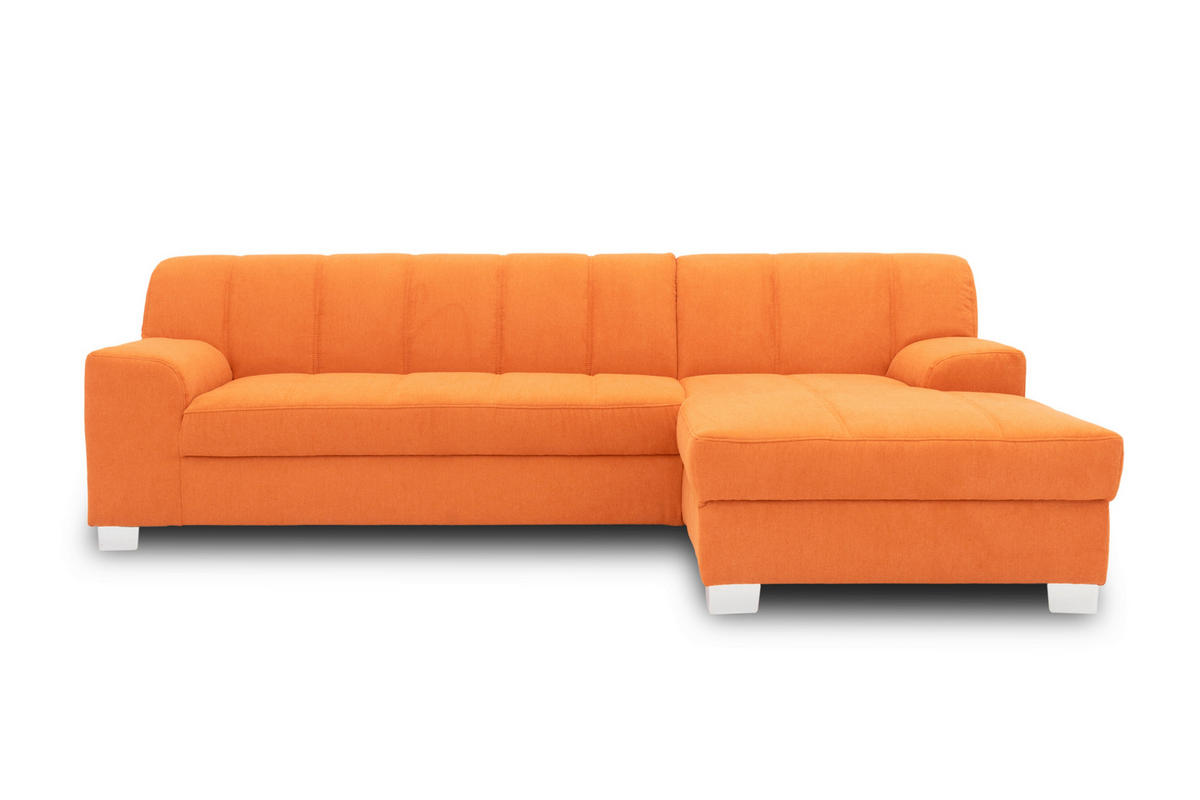 ECKSOFA CAPRI Orange Mikrofaser  - Chromfarben/Orange, KONVENTIONELL, Textil/Metall (239/152cm) - MID.YOU