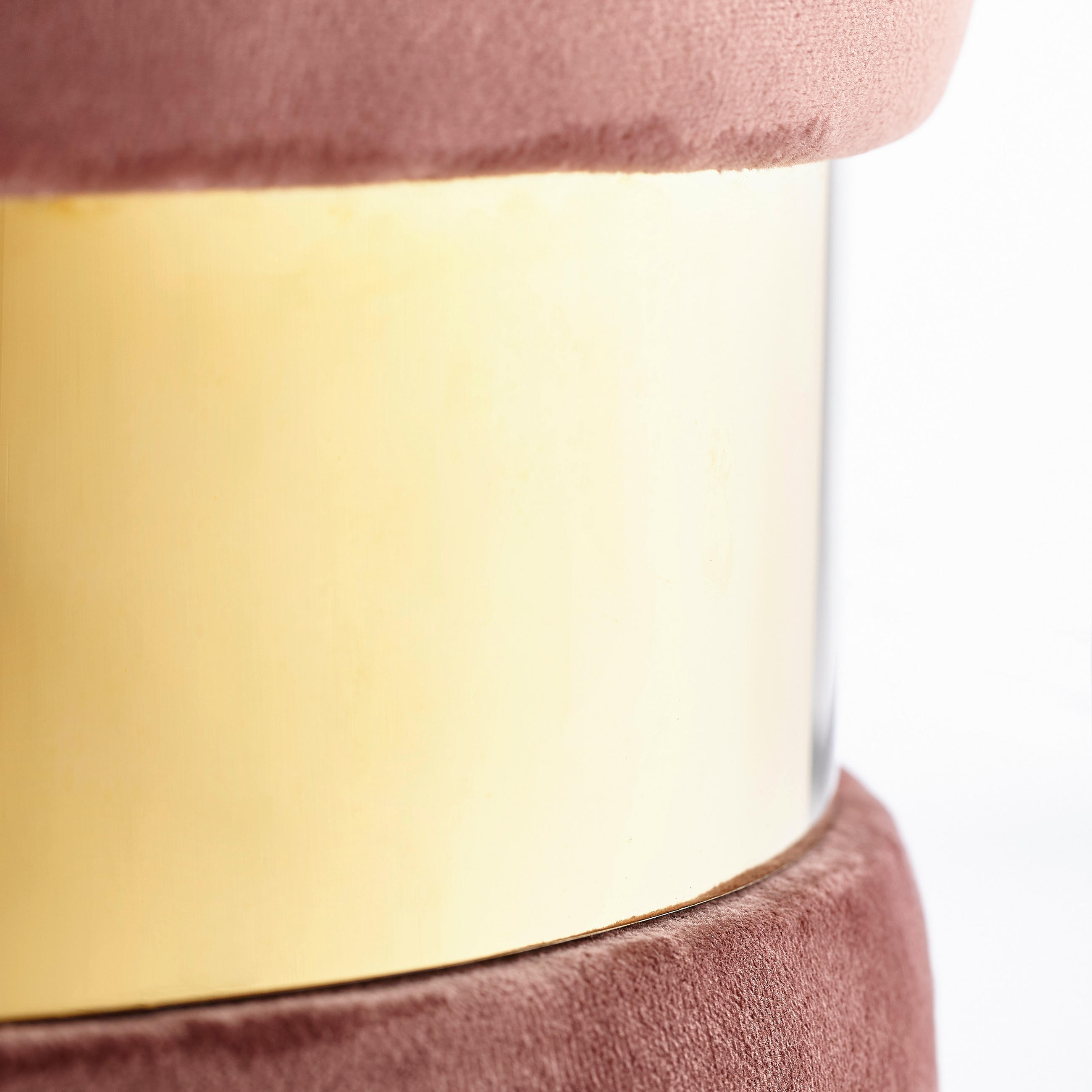 HOCKER Samt Rosa, Goldfarben  - Goldfarben/Rosa, MODERN, Textil/Metall (37/44/37cm) - Xora