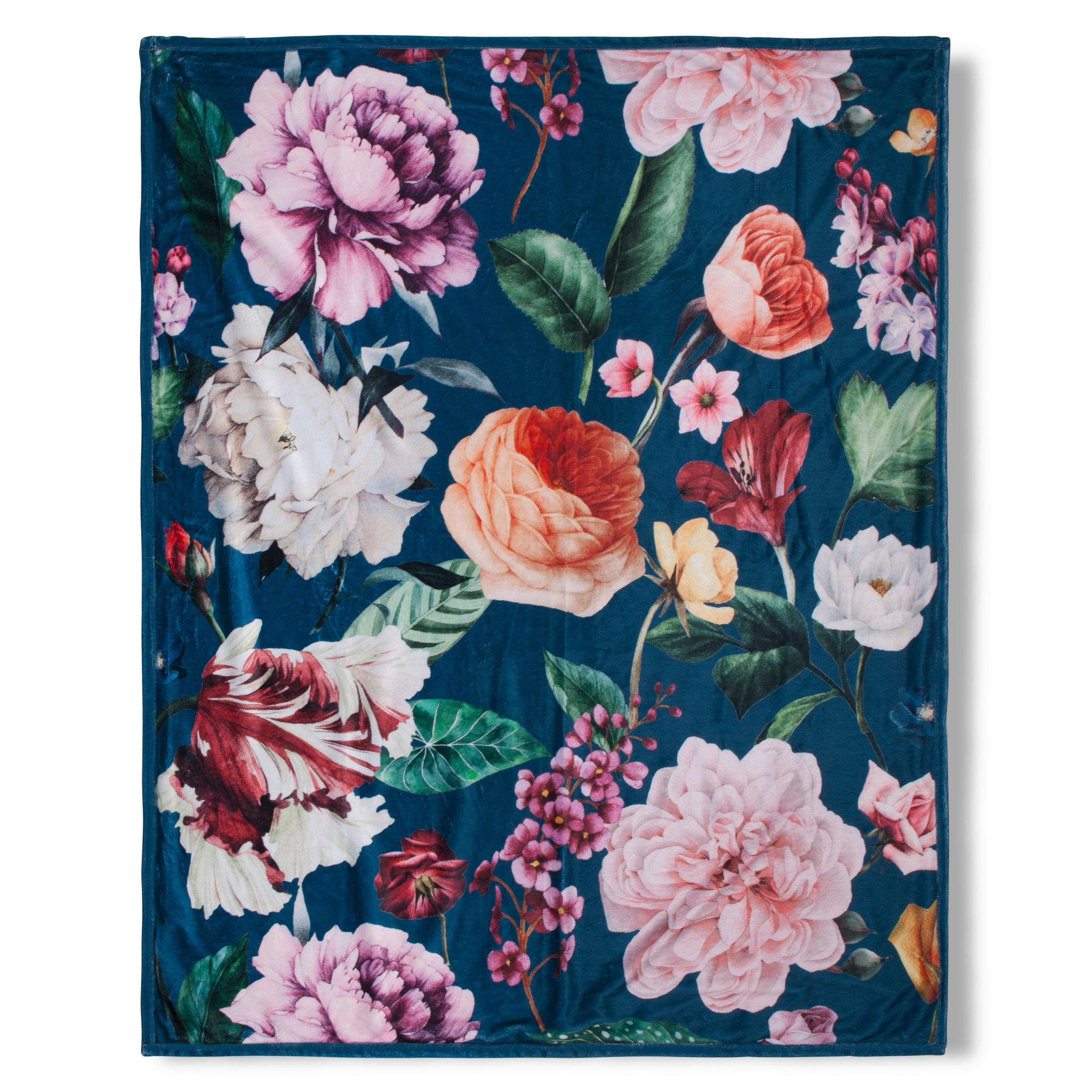PLAID Fiori 130/160 cm - Blau/Dunkelblau, Design, Textil (130/160cm)