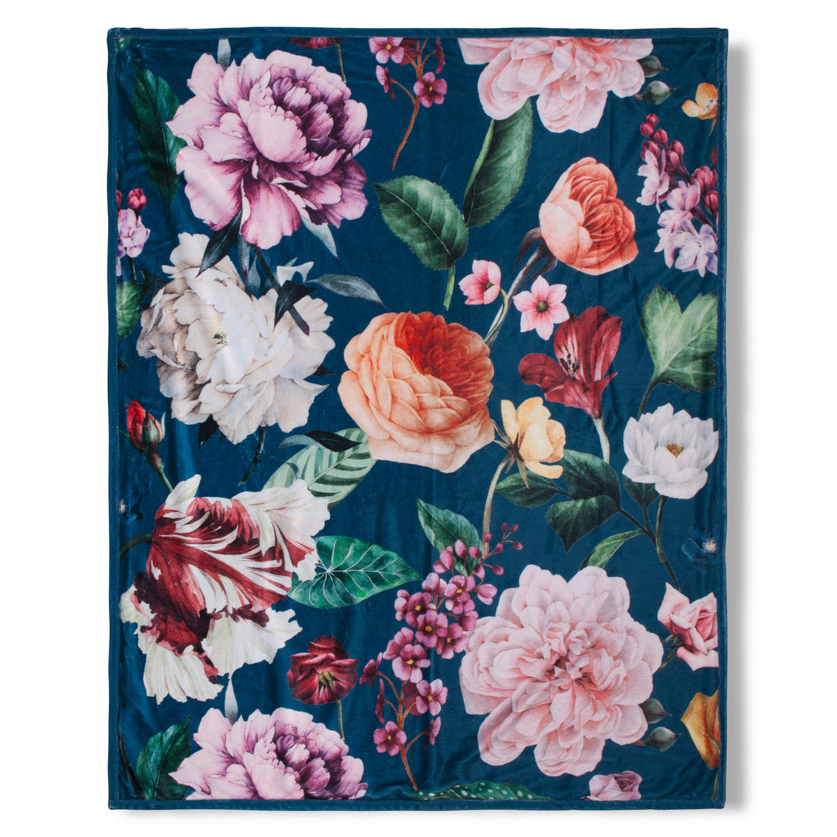 PLAID Fiori 130/160 cm  - Blau/Dunkelblau, Design, Textil (130/160cm)
