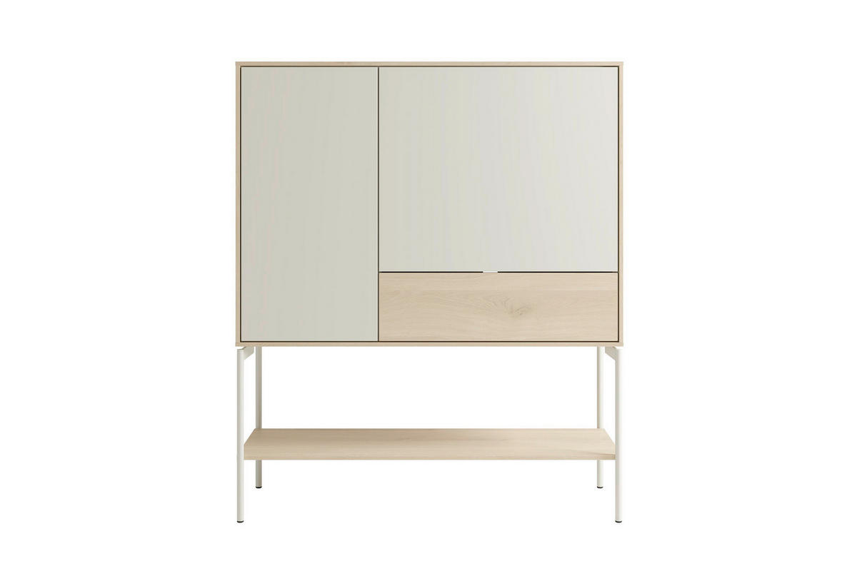 SIDEBOARD LABOE 114/135/41 cm 1 Schublade(n)  - Eiche Bianco/Seidengrau, MODERN, Glas/Holzwerkstoff (114/135/41cm) - Schöner Wohnen
