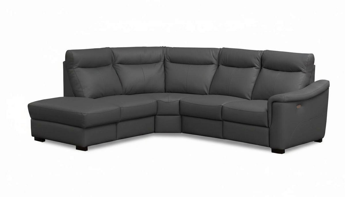 ECKSOFA Lederlook Echtleder Anthrazit  - Wengefarben/Anthrazit, Design, Leder/Holz (229/260cm) - Livetastic