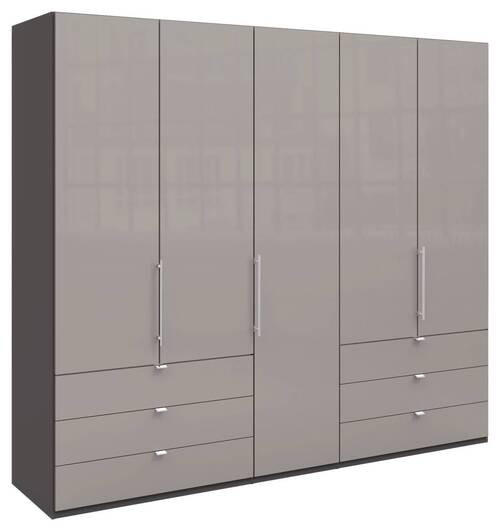 FALTTÜRENSCHRANK 250/216/58 cm 3-türig Hellgrau, Dunkelgrau - Chromfarben/Dunkelgrau, KONVENTIONELL, Glas/Holzwerkstoff (250/216/58cm) - Venda