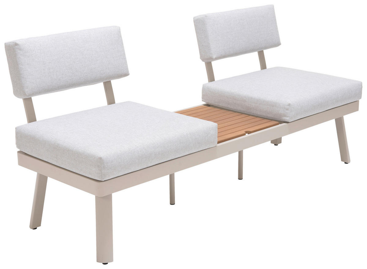 GARTENBANK 185,3/70/78,5 cm  Aluminium  - Sandfarben/Hellgrau, Design, Textil/Metall (185,3/70/78,5cm) - Ambia Garden