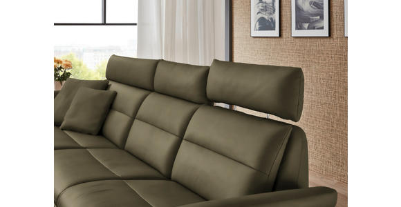 ECKSOFA in Echtleder Olivgrün  169/298 cm  - Schwarz/Olivgrün, Design, Leder/Metall (169/298cm) - Dieter Knoll